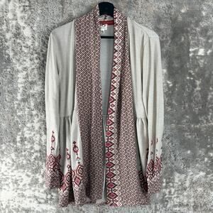 One September Sz M Open Front Draped Cardigan Sweater Boho Anthropologie